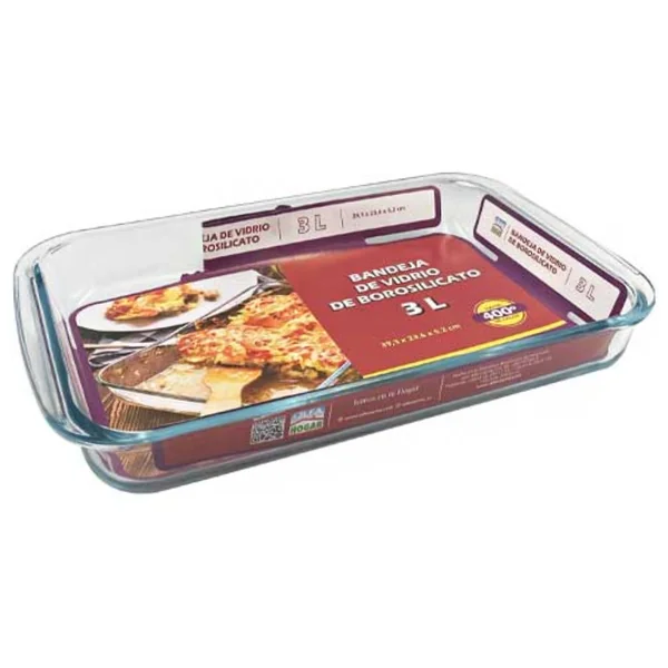 Alfa Hogar Refractario De Vidrio Borosilicato Rectangular 3Lt - Imagen 3