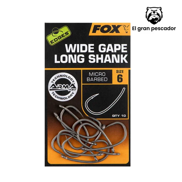 Anzuelos Fox Wide Gape Long Shank Nº 6
