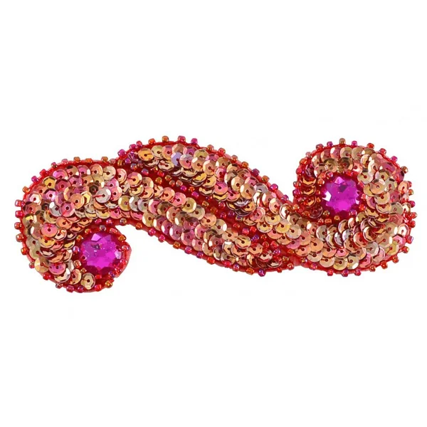 Aplique de Lentejuelas Rojo con Rocalla