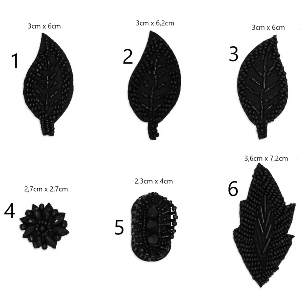 Aplique Rocalla Canutillo Negro Rosalía H28