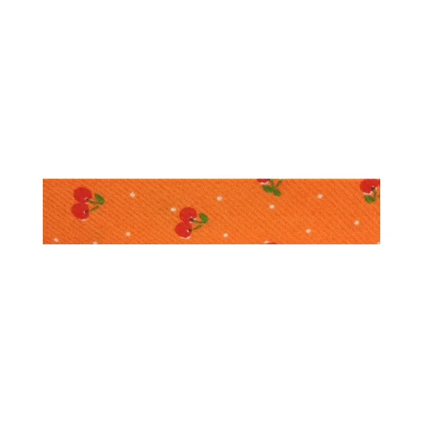 Bies Estampado Naranja con Cerezas 18mm Piqué