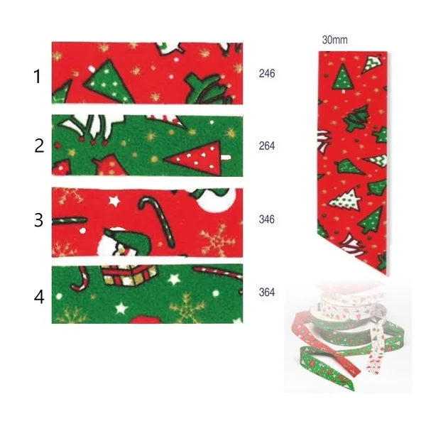 Bies Estampado Navidad de Algodón 30mm