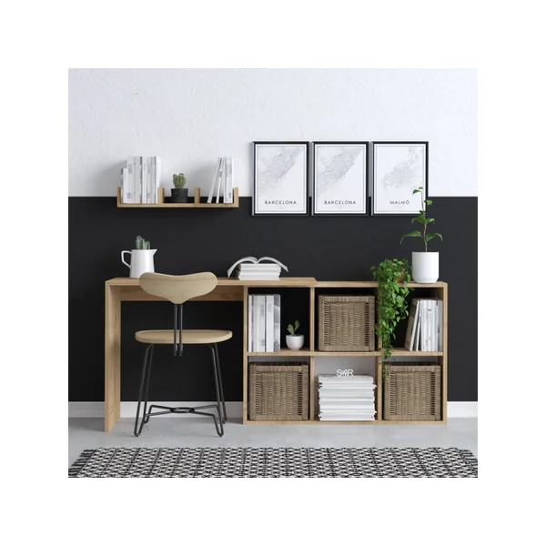 Blake" houten bureau 74 x 45 x 145 cm - Eik - Imagen 2