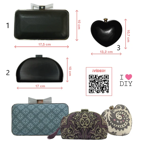 Bolsos para Forrar y Personalizar: Rectangular, Semicircular y Corazón