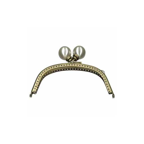 Boquilla Monedero con Perla Blanca - 12,5 cm Oro Viejo