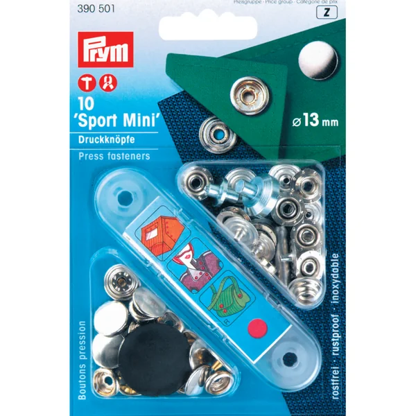 Botones de Presión 13mm Prym Sport Mini: 10 Cierres Metálicos
