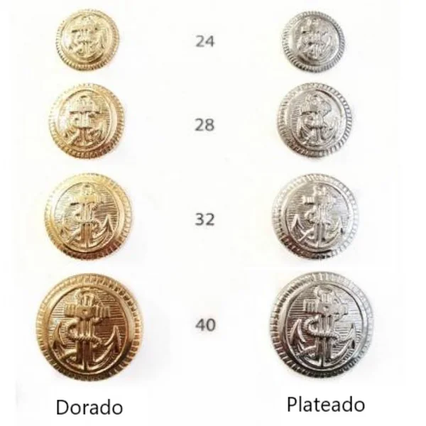 Botón Clásico Ancla - Plástico Imitación Metal