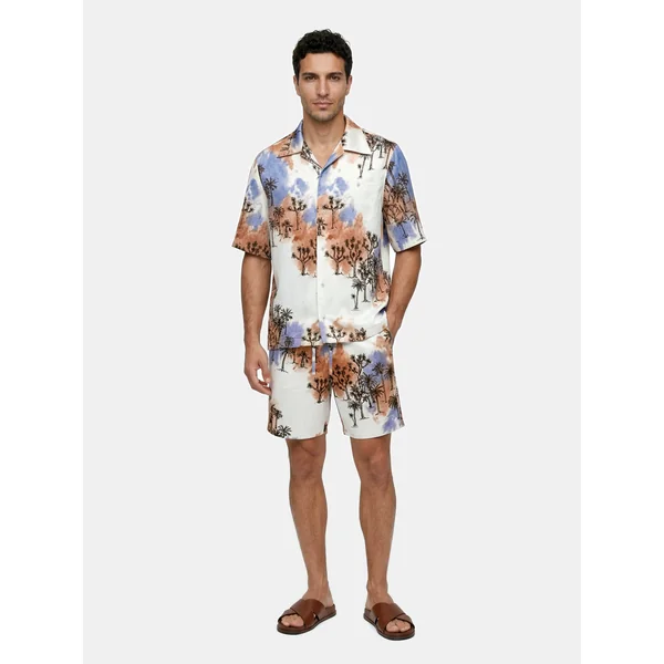 Camisas estampadas con cuello de campamento