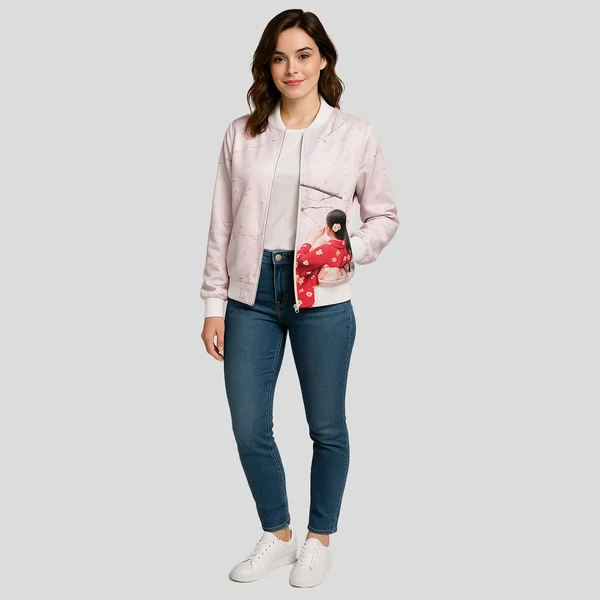 Chaqueta bomber reversible de seda para mujer - Imagen 2