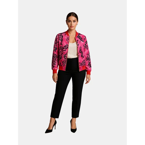 Chaqueta bomber reversible de seda para mujer - Imagen 9