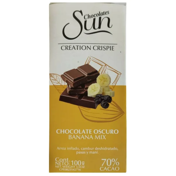 Chocolate Sun Creation Crispie Choco Oscuro Banana Mix 70% Cacao 100gr