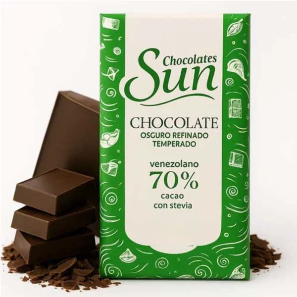 Chocolate Sun Oscuro con 70% Cacao con Stevia 50gr
