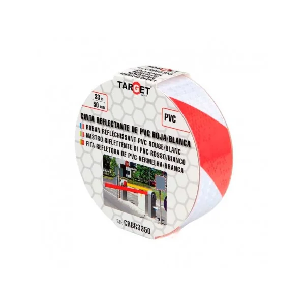 CINTA ADHESIVA REFLECTANTE 50MM x 33M PVC BLANCA-ROJA DE TARGET