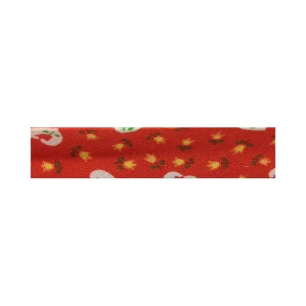 Cinta Bies Estampada Flores Rojas 18mm Algodón