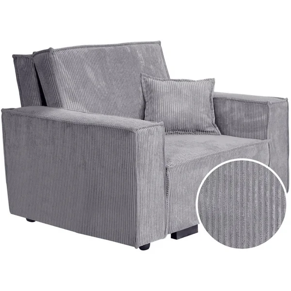 Clivia" corduroy converteerbare fauteuil - Grijs