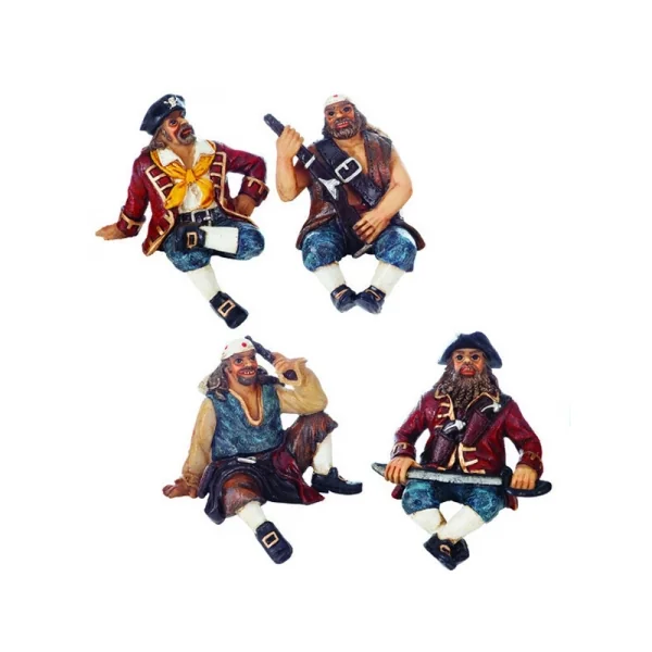 Conjunto 4 figuras piratas sentados 10cm