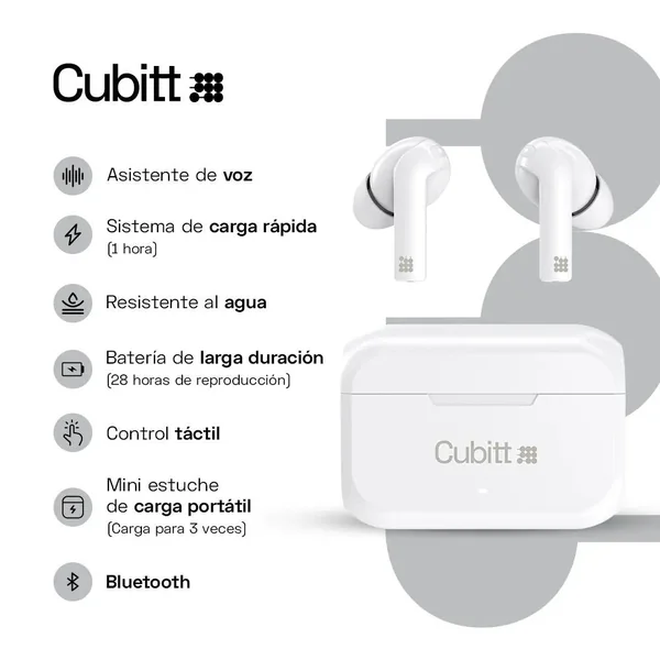 Cubitt Audifonos Wirelees G2 Snow White - Imagen 3