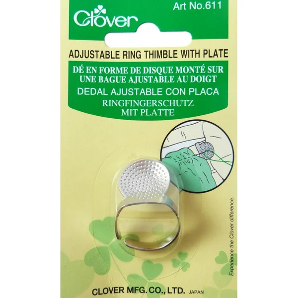 Dedal Ajustable con Placa Sashiko Clover - Para Puntadas Largas