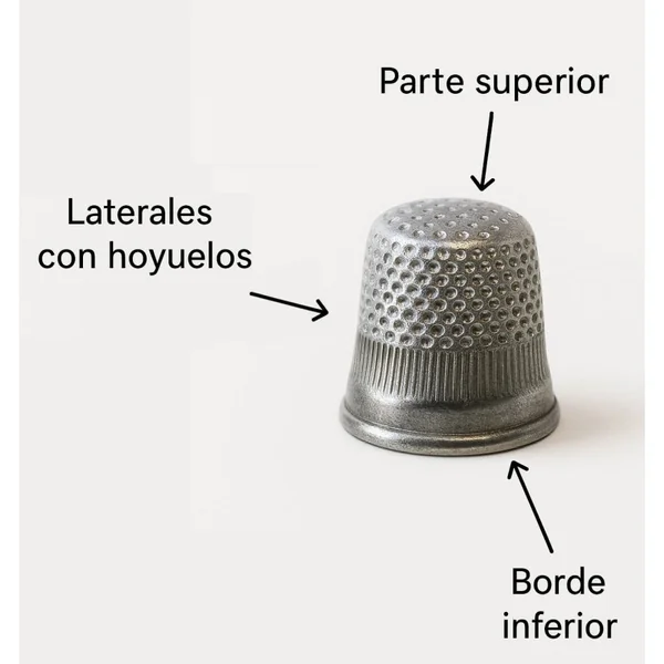 Dedal Metálico de Latón Plateado - Imagen 2