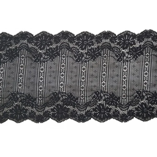 Encaje Elástico de 17cm Negro - Ideal para Confección y Bolillo