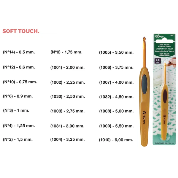 Ganchillo Ergonómico Clover Soft Touch - Ideal para Crochet