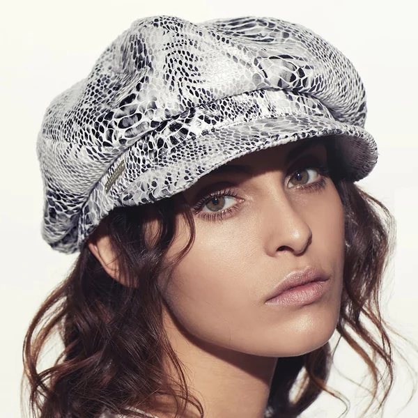 Gorra Baker Boy estampado de serpiente de Seeberger - Blanco - Imagen 4