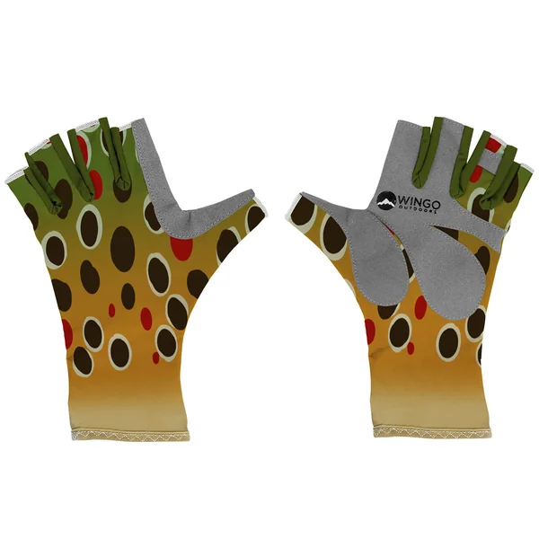 Guantes de sol de piel de pez Wingo Trucha marrón