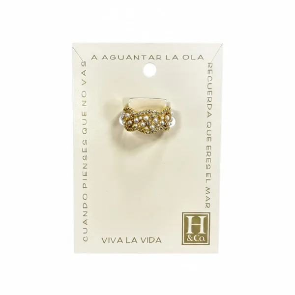 H&Co Anillo Ajustable Para Damas Perla De Oceano - Imagen 3