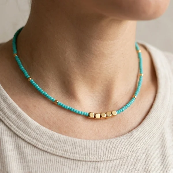 H&Co Collar Mostacilla Turquesa