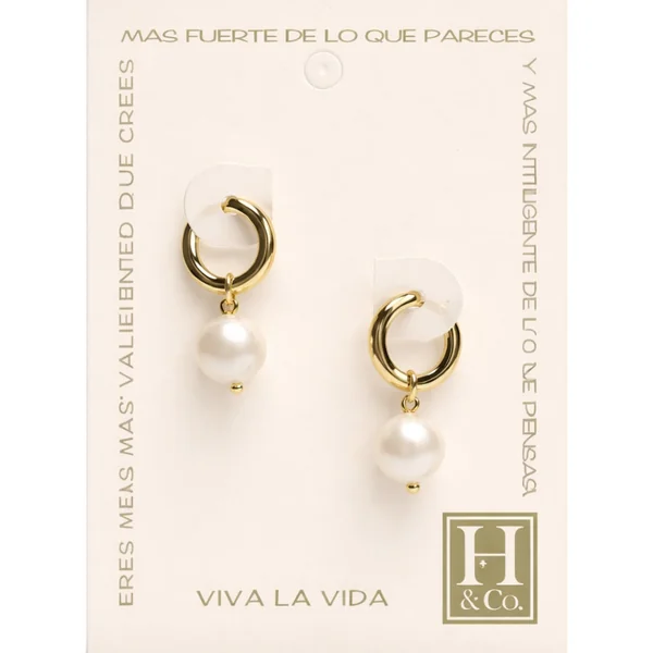 H&Co Zarcillo Para Damas de Perlas - Imagen 2