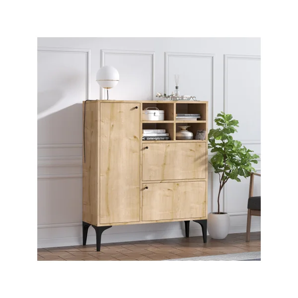 Houten dressoir "Ewa" - 100 x 35 x 125 cm - Saffier Eik - Imagen 3
