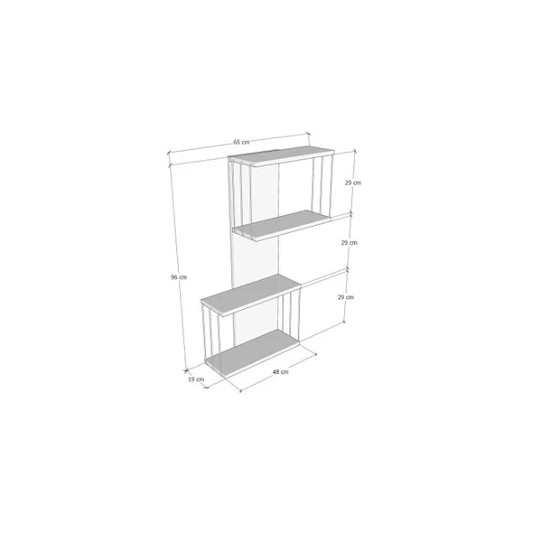 Houten wandplank "Destan" - 65 x 19 x 96 cm - Wit