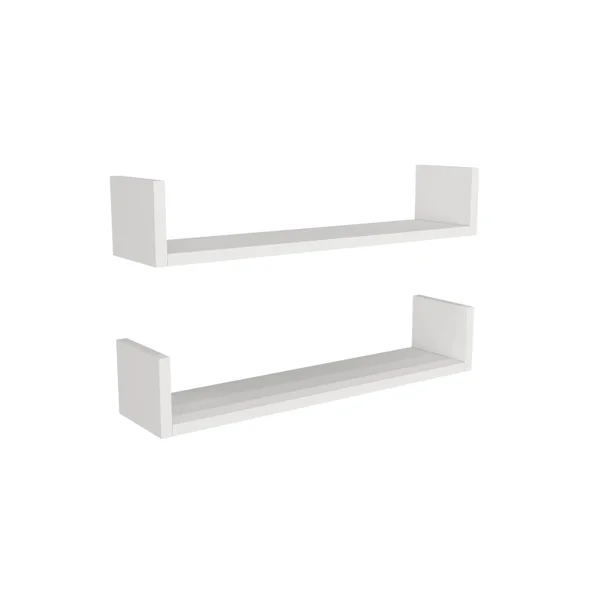 Houten wandplank "Iris" - 63 x 14 x 14 cm - Wit
