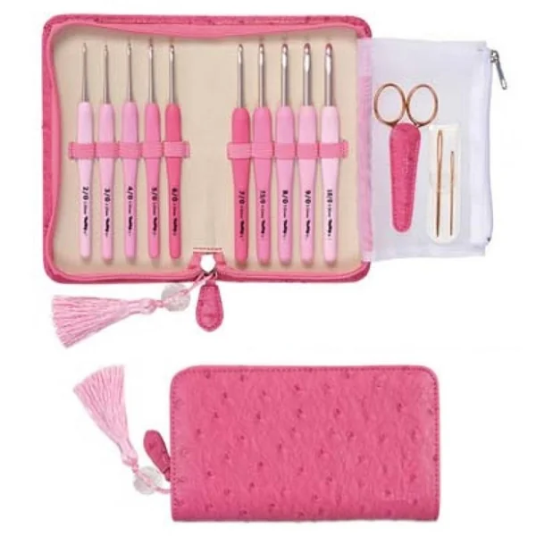 Kit Estuche Ganchillo Rosa Tulip