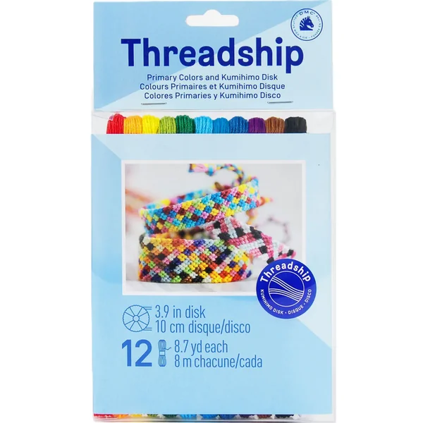Kit Kumihimo DMC Threadship - Pack de 12 Madejas y Disco Redondo