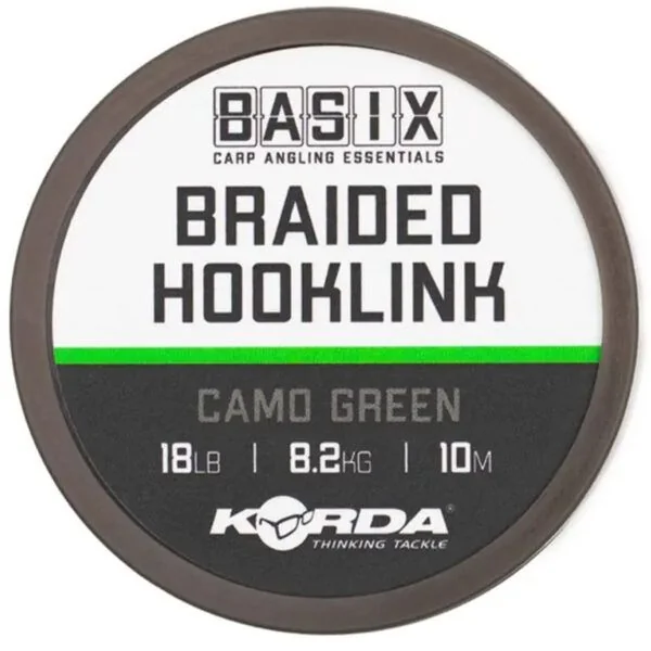 Korda Basix Braided Hooklink Camo Geen 18lb 10m