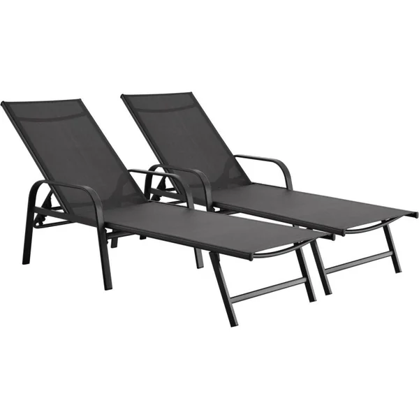 Ligbed set 2 ligstoelen metaal "Farniente"- Grijs