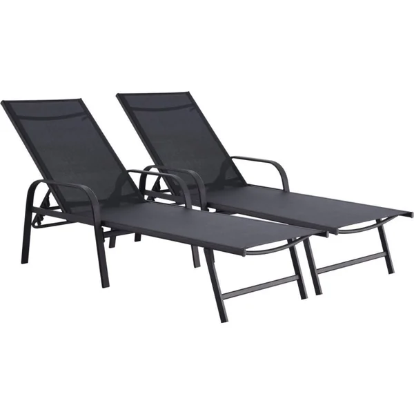 Ligbed set 2 ligstoelen metaal "Farniente" - Zwart