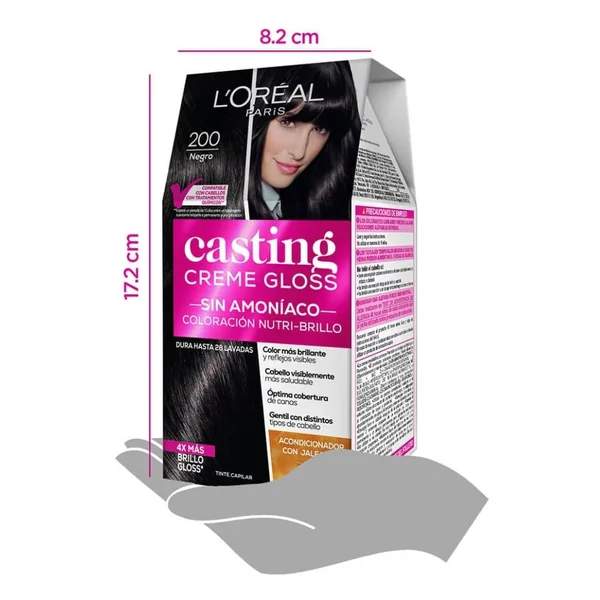 L'oreal Tinte Casting Creme Gloss 200 Negro Sin Amoniaco - Imagen 6