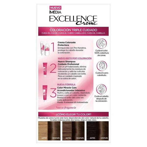 L'Oreal Tinte Excellence Creme 5 Castaño Claro - Imagen 3