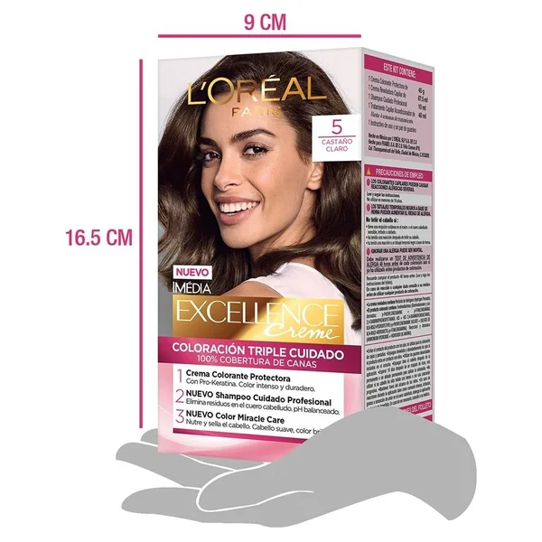 L'Oreal Tinte Excellence Creme 5 Castaño Claro - Imagen 5