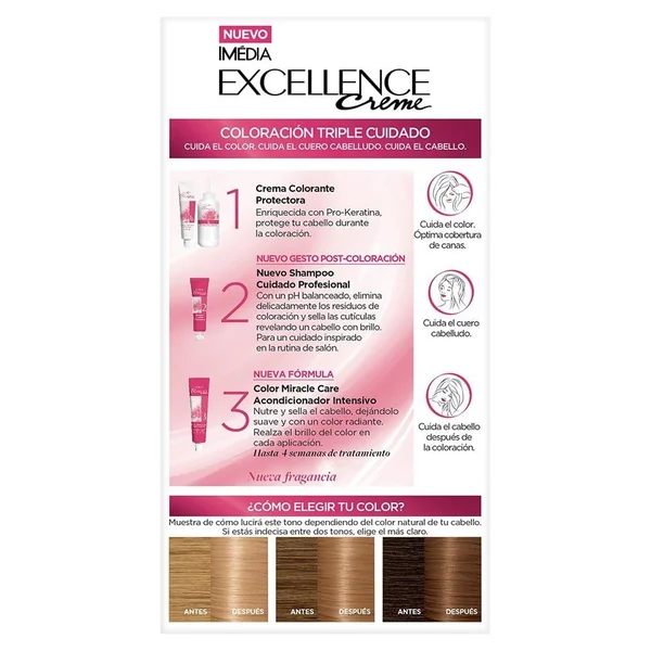 L'Oreal Tinte Excellence Creme 8 Rubio Miel - Imagen 3