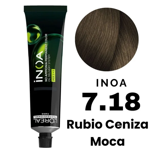 L'Oreal Tinte Inoa Profesional Nro.7.18 Rubio Ceniza Moca 60gr