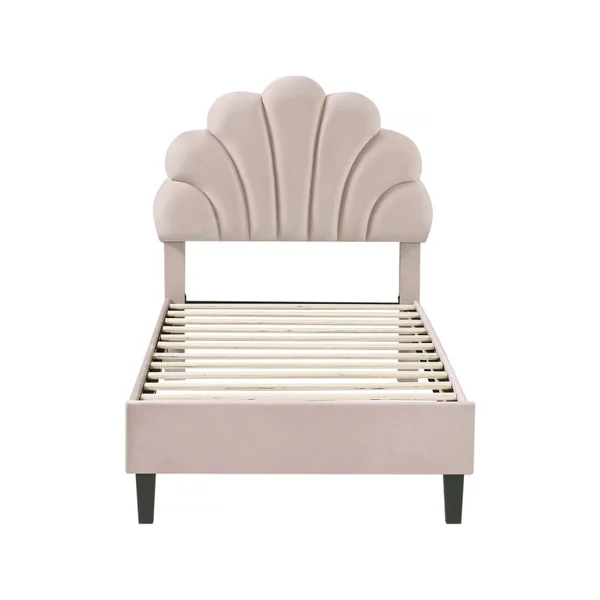 Manon" fluwelen schelpenbed - 90 x 190 cm - Beige