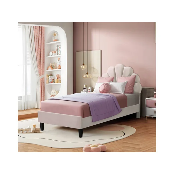 Manon" fluwelen schelpenbed - 90 x 190 cm - Beige - Imagen 2