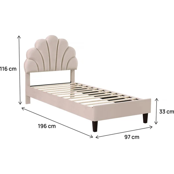 Manon" fluwelen schelpenbed - 90 x 190 cm - Beige - Imagen 3