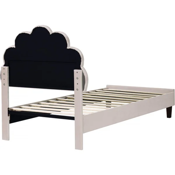 Manon" fluwelen schelpenbed - 90 x 190 cm - Beige - Imagen 4