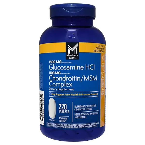 Member´s Mark Glucosamine HCI 1500mg Chondroitin / MSM Complex 1103mg 220 Tablets