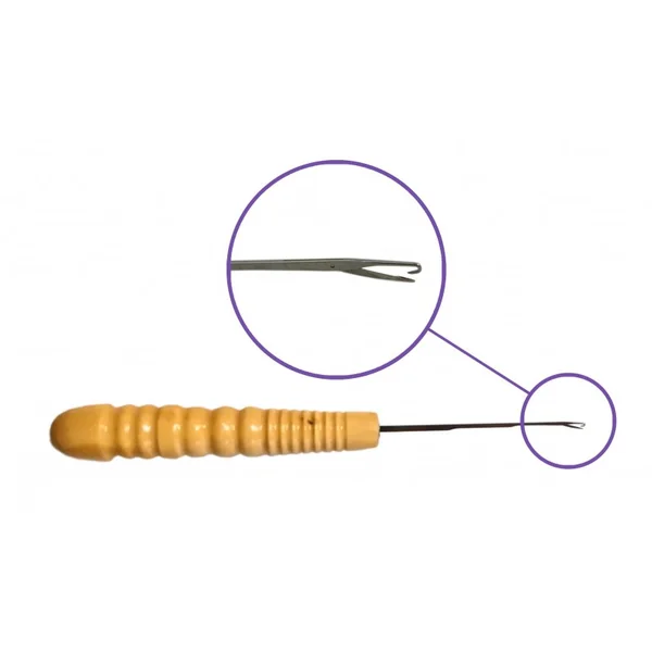 Micro Ganchillo con Gancho para Bolillo (Mango de Madera)