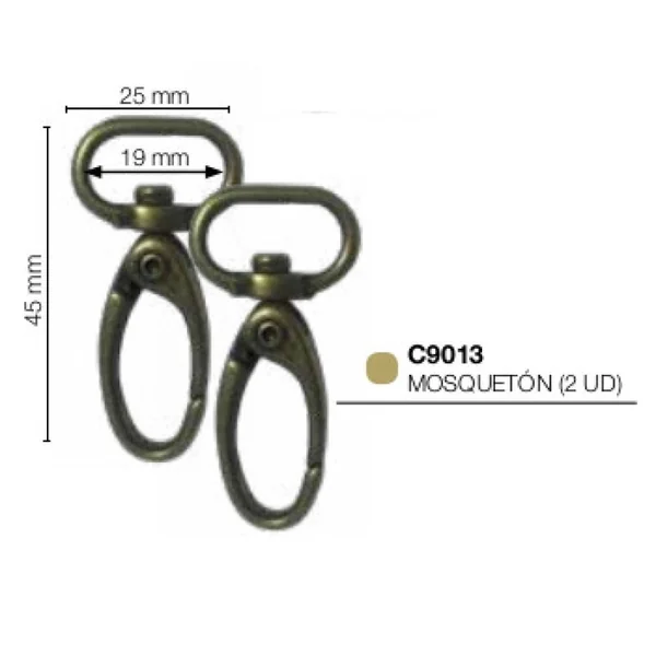 Mosquetón Oro Viejo 20x45mm (2 Unidades)
